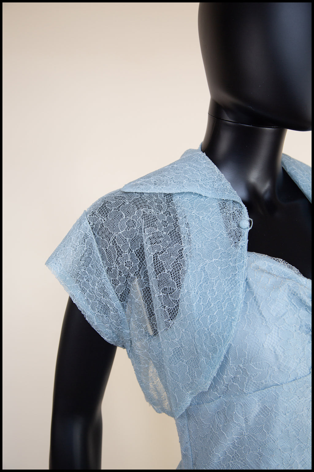 Vintage 1950s Blue Tulle Lace Gown