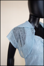 Vintage 1950s Blue Tulle Lace Gown