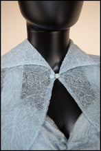 Vintage 1950s Blue Tulle Lace Gown