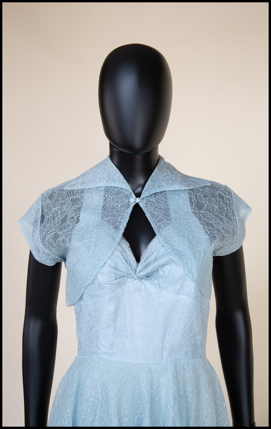Vintage 1950s Blue Tulle Lace Gown