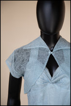 Vintage 1950s Blue Tulle Lace Gown