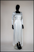 Vintage 1930s Ivory Beaded Bow Satin Wedding Dress
