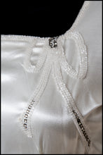 Vintage 1930s Ivory Beaded Bow Satin Wedding Dress
