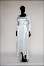 Vintage 1930s Ivory Beaded Bow Satin Wedding Dress