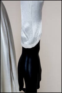 Vintage 1930s Ivory Beaded Bow Satin Wedding Dress