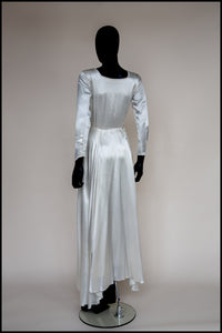 Vintage 1930s Ivory Beaded Bow Satin Wedding Dress