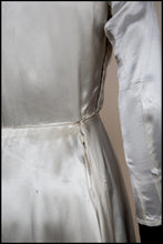 Vintage 1930s Ivory Beaded Bow Satin Wedding Dress
