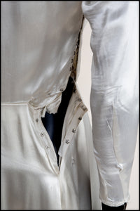 Vintage 1930s Ivory Beaded Bow Satin Wedding Dress