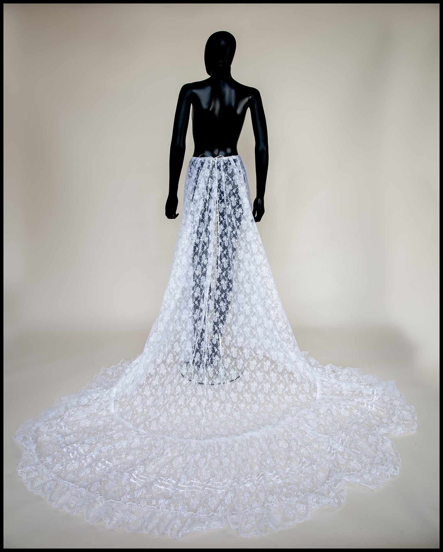 Vintage 1980s Ivory White Lace Bridal Skirt