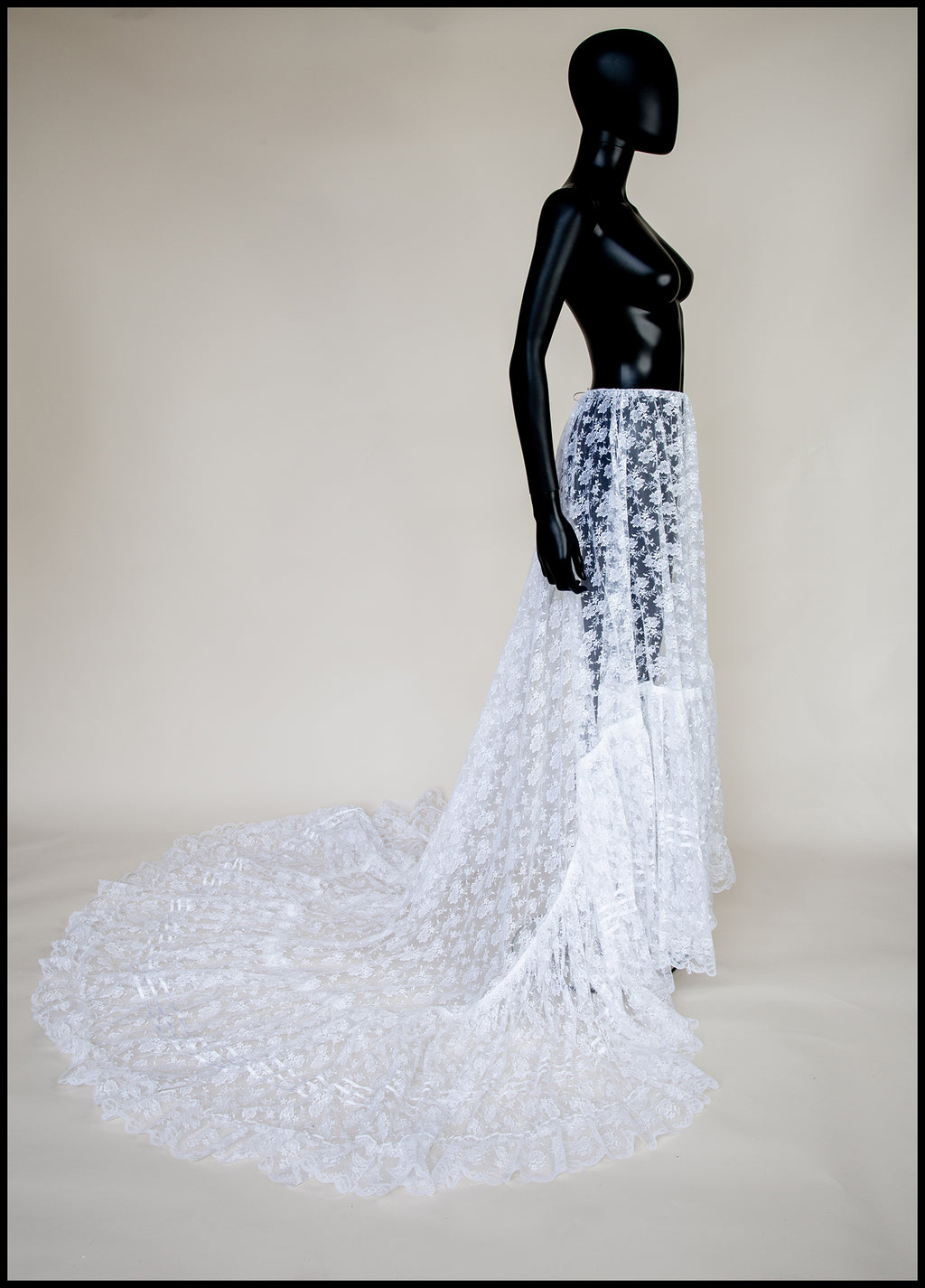 Vintage 1980s Ivory White Lace Bridal Skirt