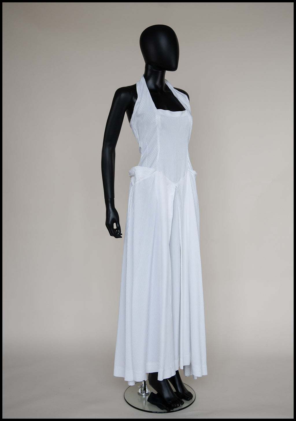 Vintage 1940s White Stripe Wedding Dress