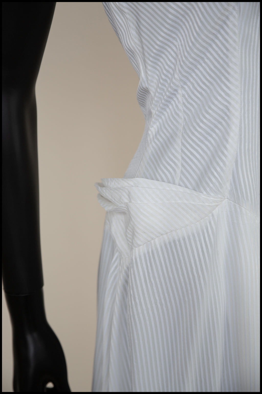 Vintage 1940s White Stripe Wedding Dress