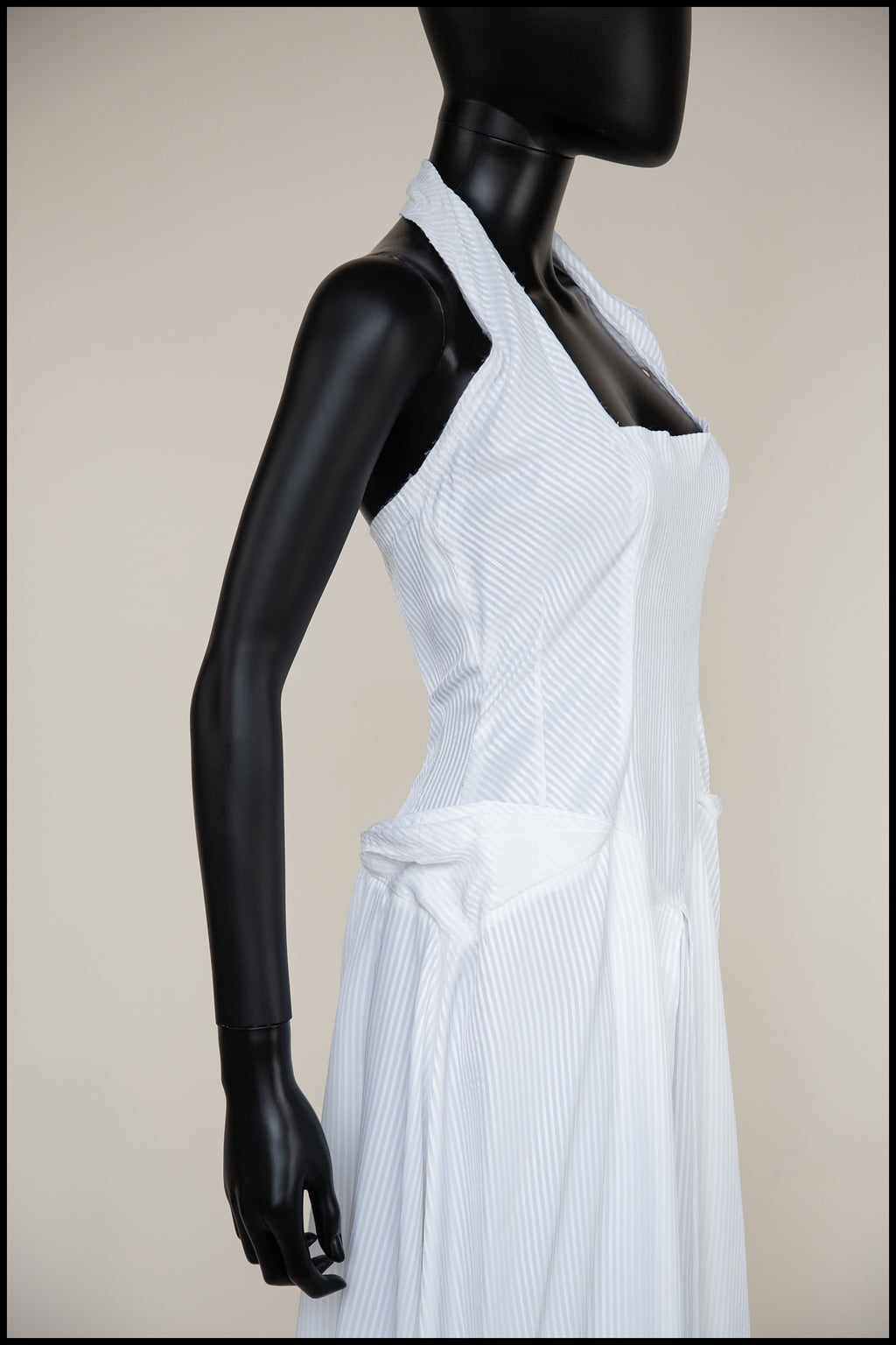 Vintage 1940s White Stripe Wedding Dress