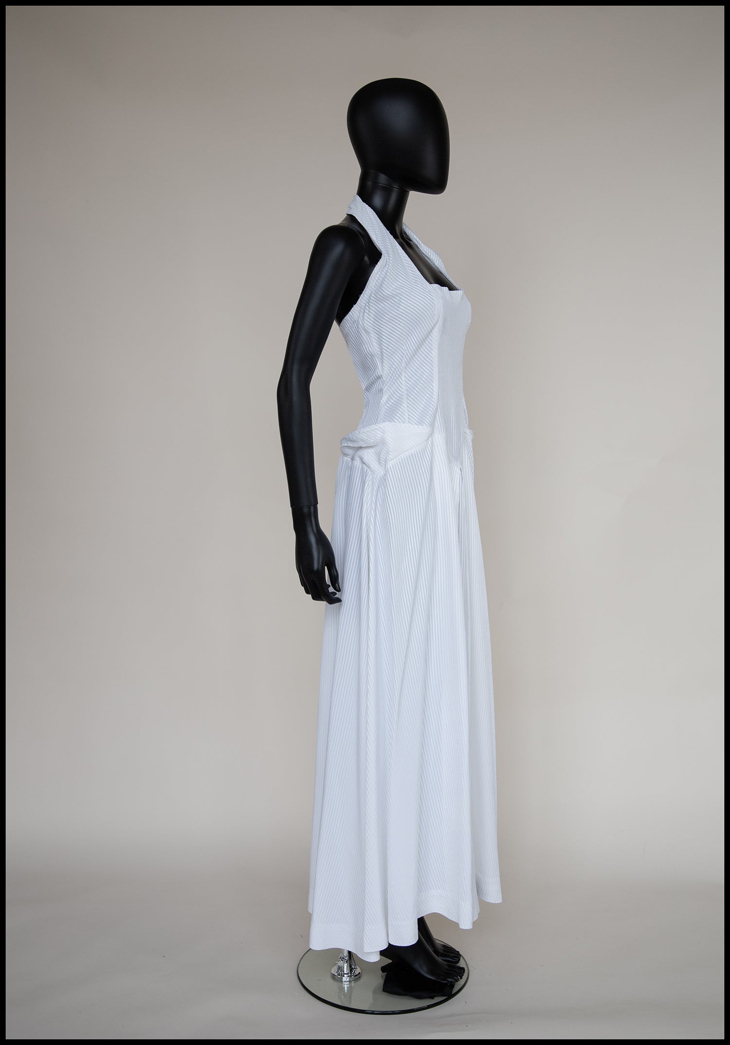 Vintage 1940s White Stripe Wedding Dress