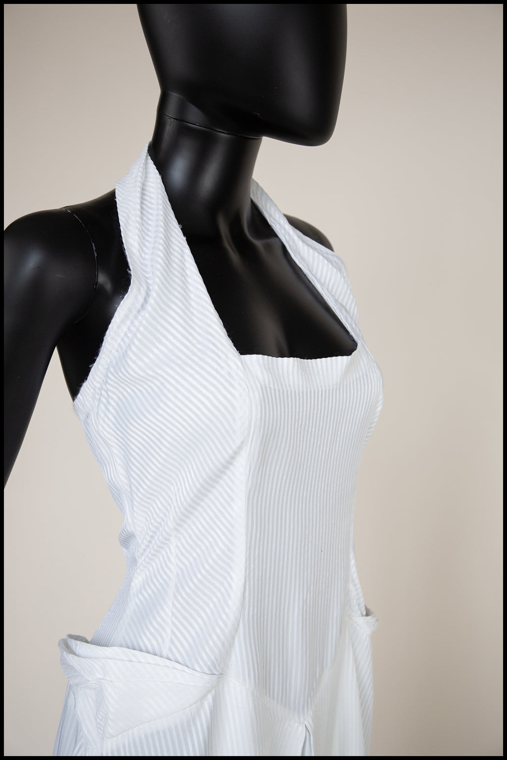 Vintage 1940s White Stripe Wedding Dress