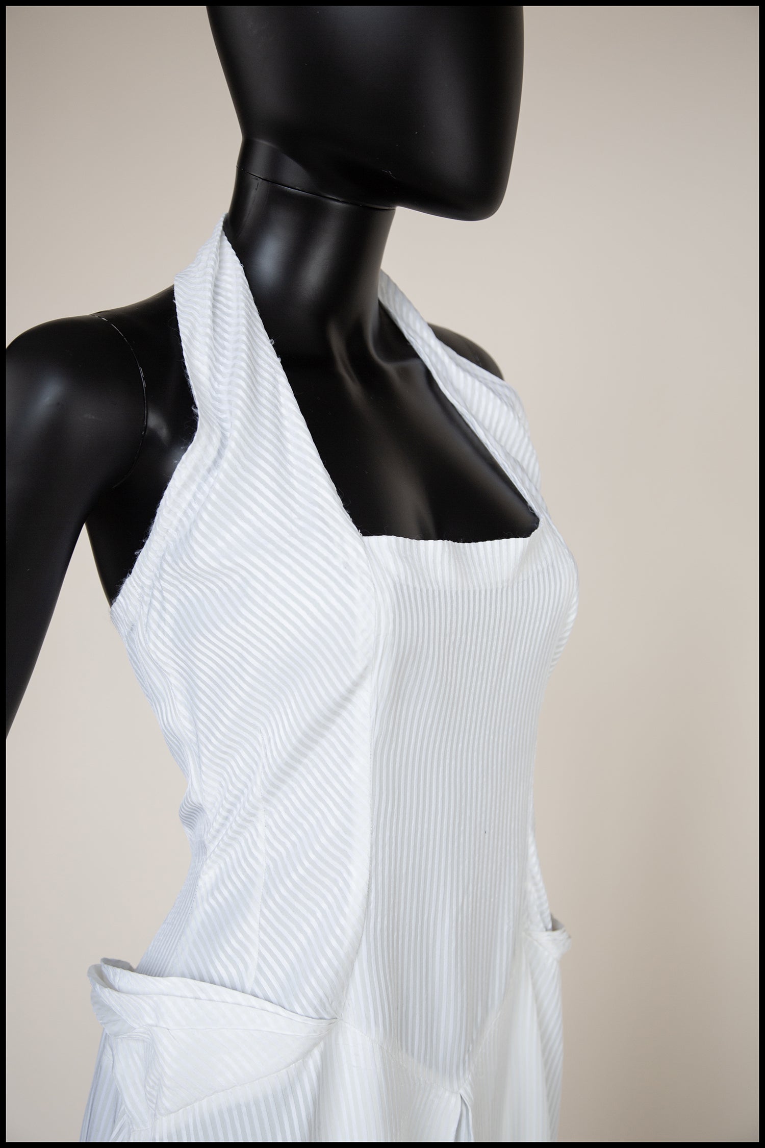 Vintage 1940s White Stripe Wedding Dress