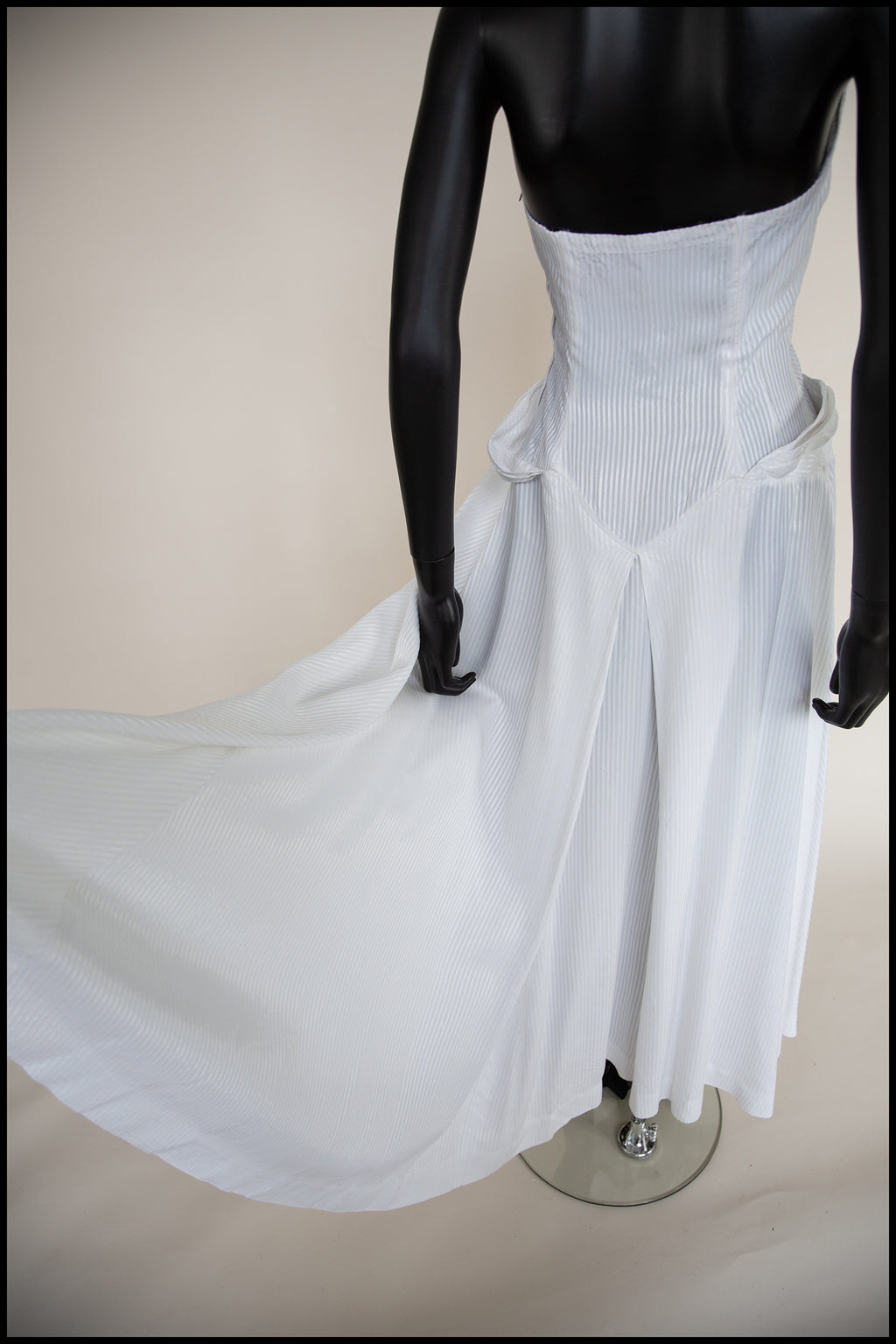 Vintage 1940s White Stripe Wedding Dress