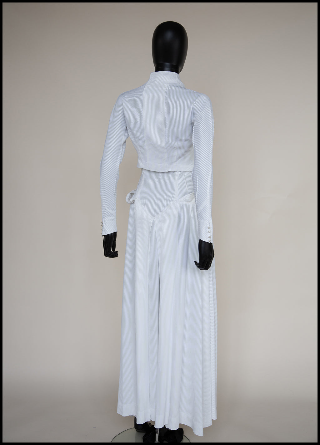 Vintage 1940s White Stripe Wedding Dress