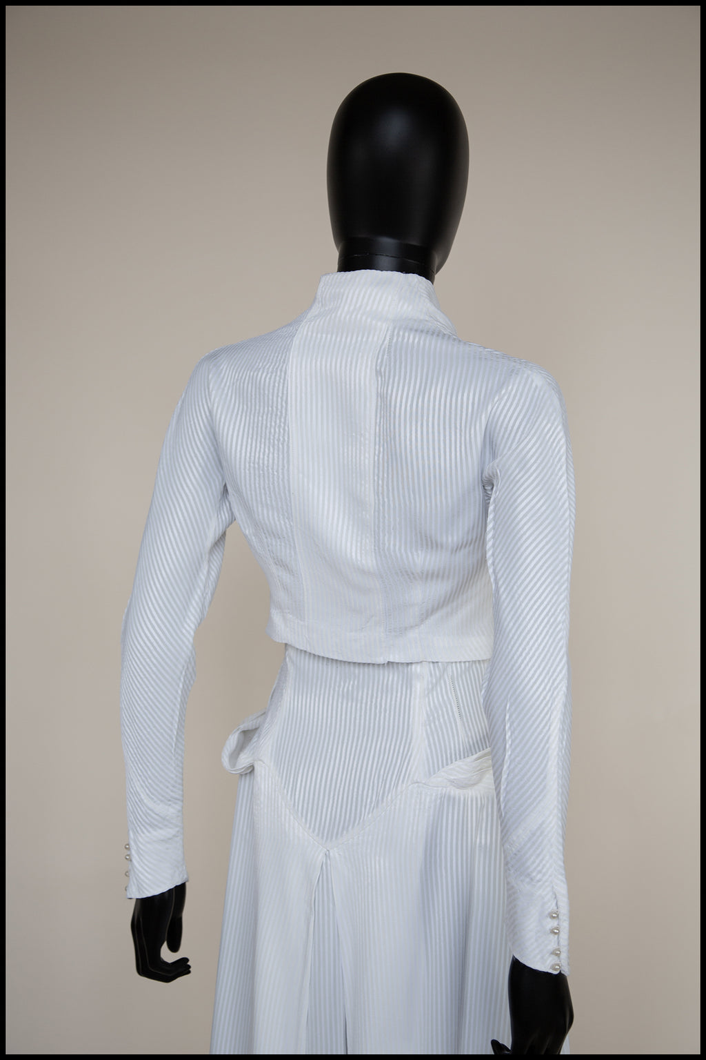 Vintage 1940s White Stripe Wedding Dress