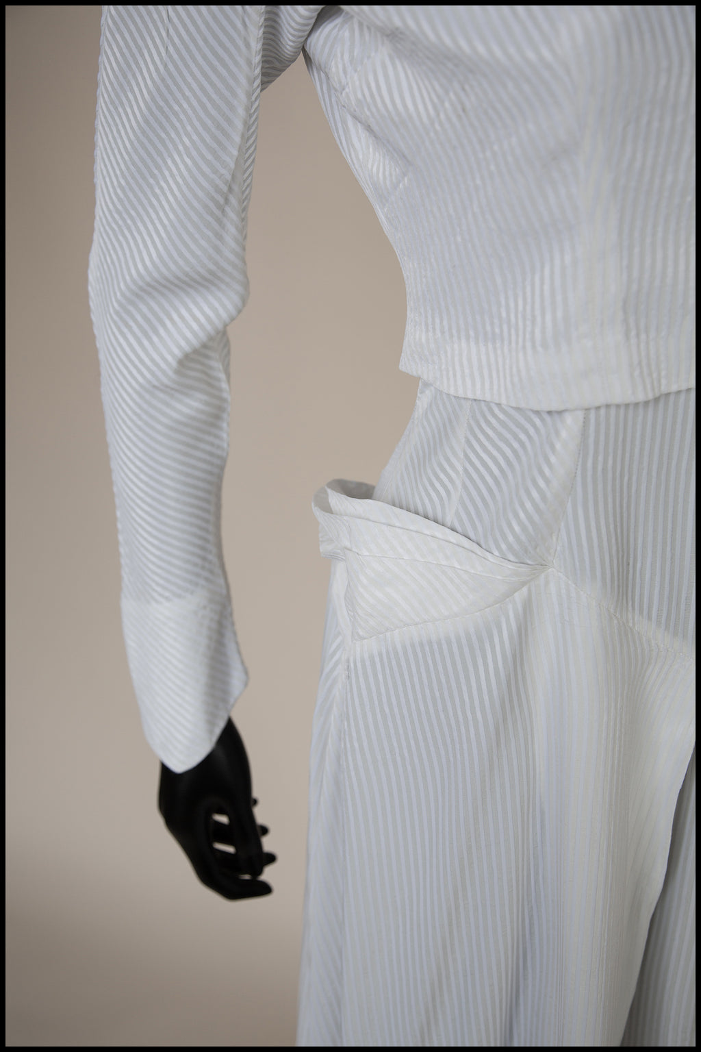 Vintage 1940s White Stripe Wedding Dress