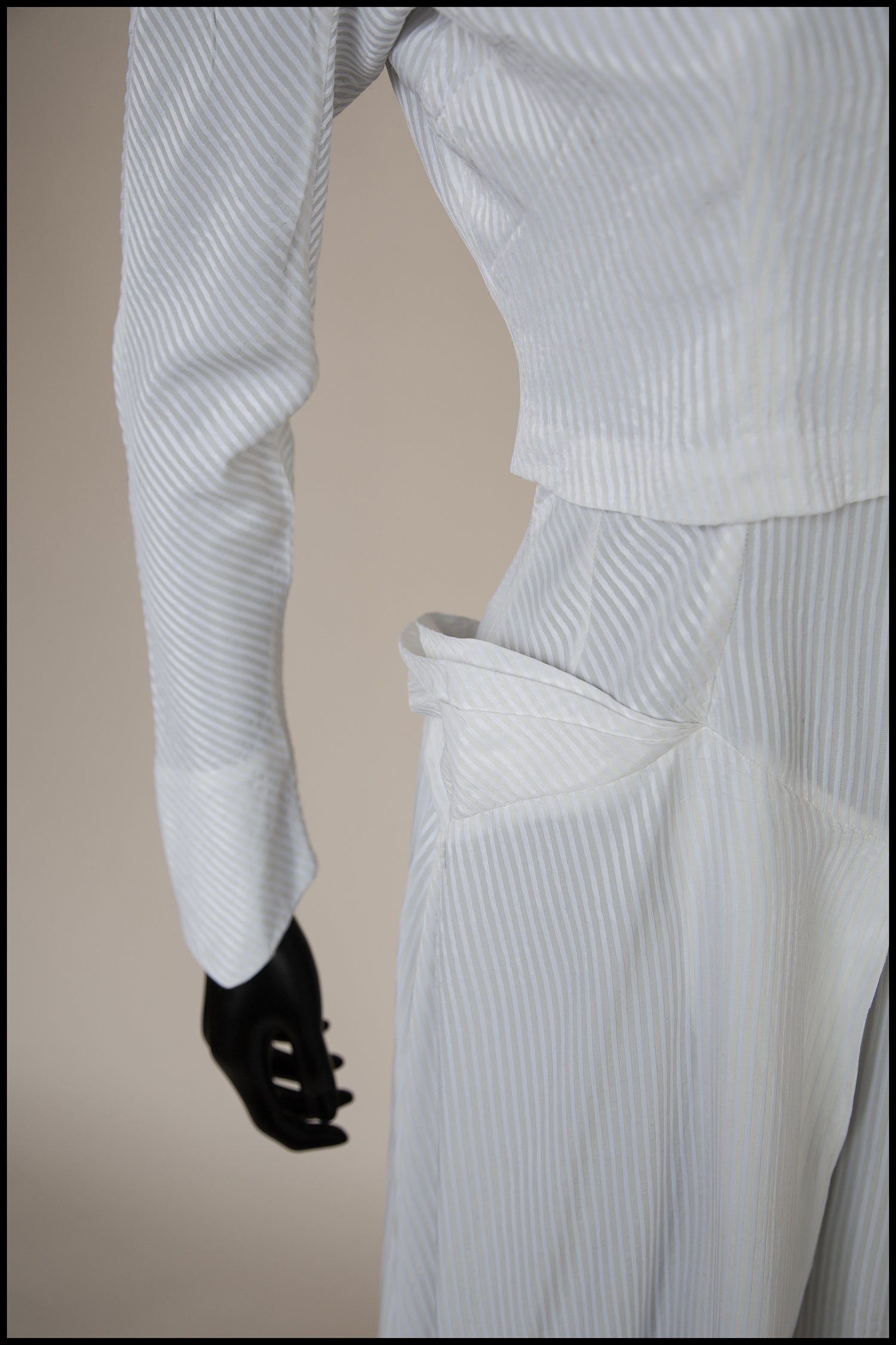 Vintage 1940s White Stripe Wedding Dress