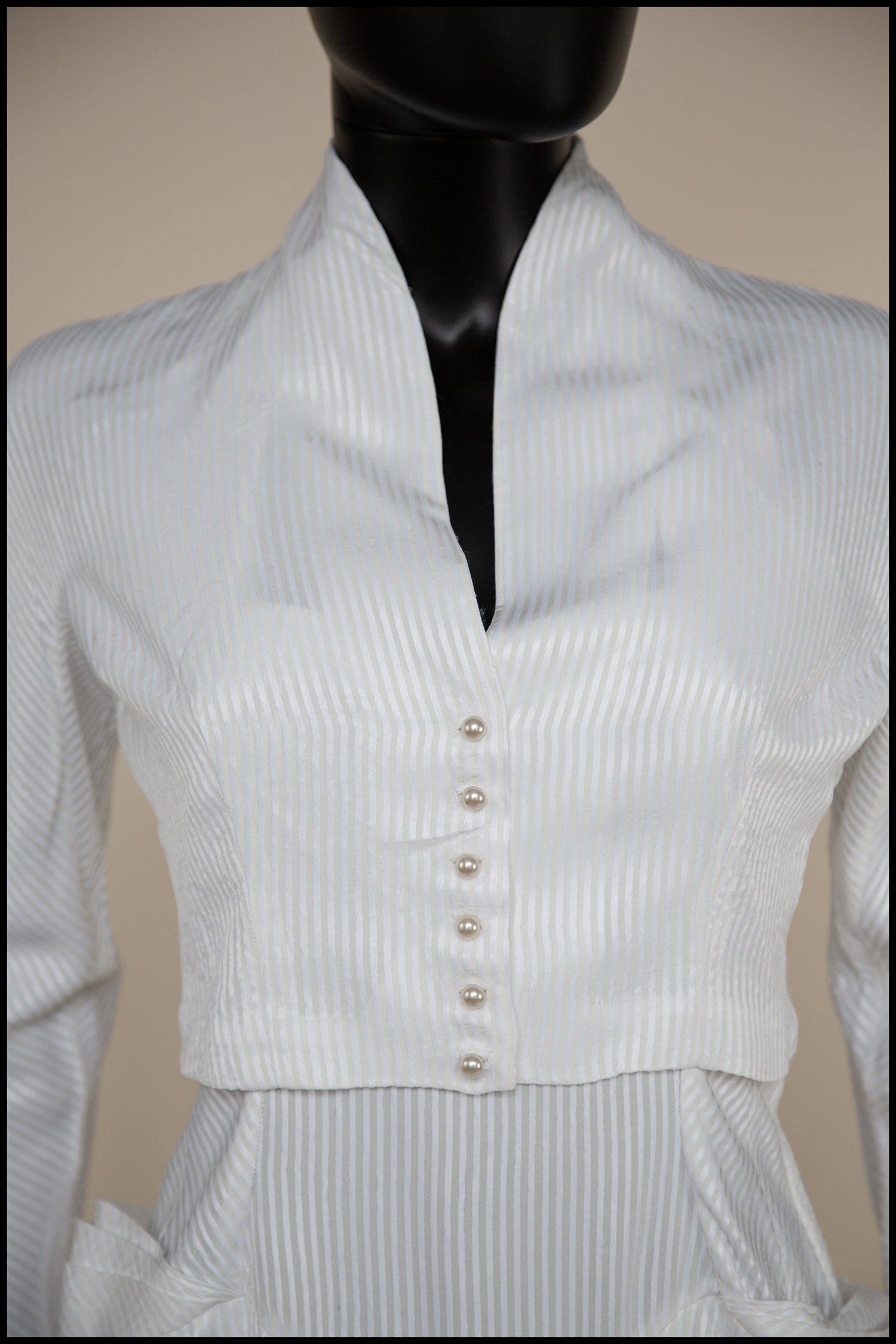 Vintage 1940s White Stripe Wedding Dress