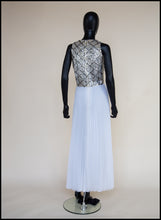 Vintage 1970s White Pleated Sequin Maxi Dress