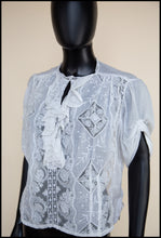 Vintage Edwardian White Lace Cotton Lawn Blouse S