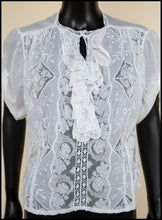 Vintage Edwardian White Lace Cotton Lawn Blouse S
