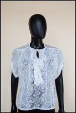 Vintage Edwardian White Lace Cotton Lawn Blouse S
