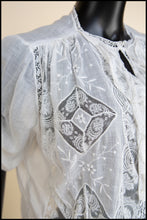 Vintage Edwardian White Lace Cotton Lawn Blouse S