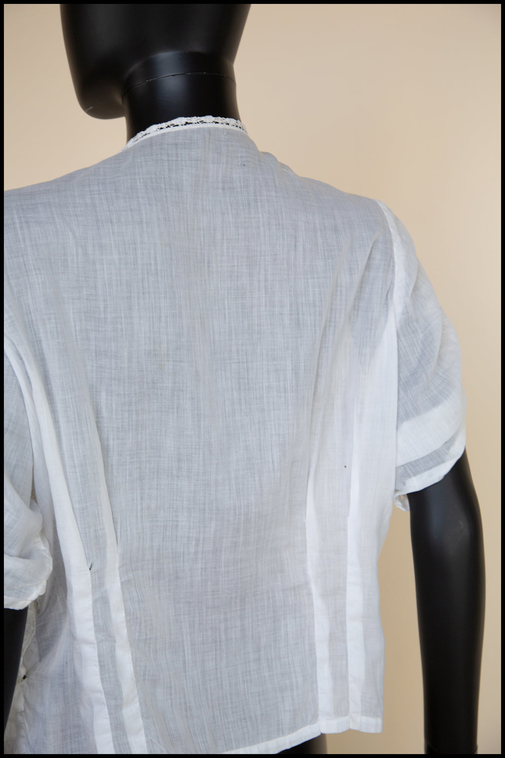 Vintage Edwardian White Lace Cotton Lawn Blouse S