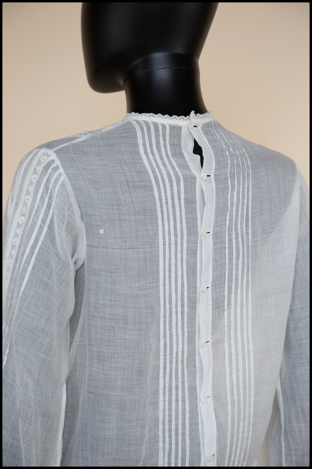 Vintage 1920s Embroidered White Cotton Blouse