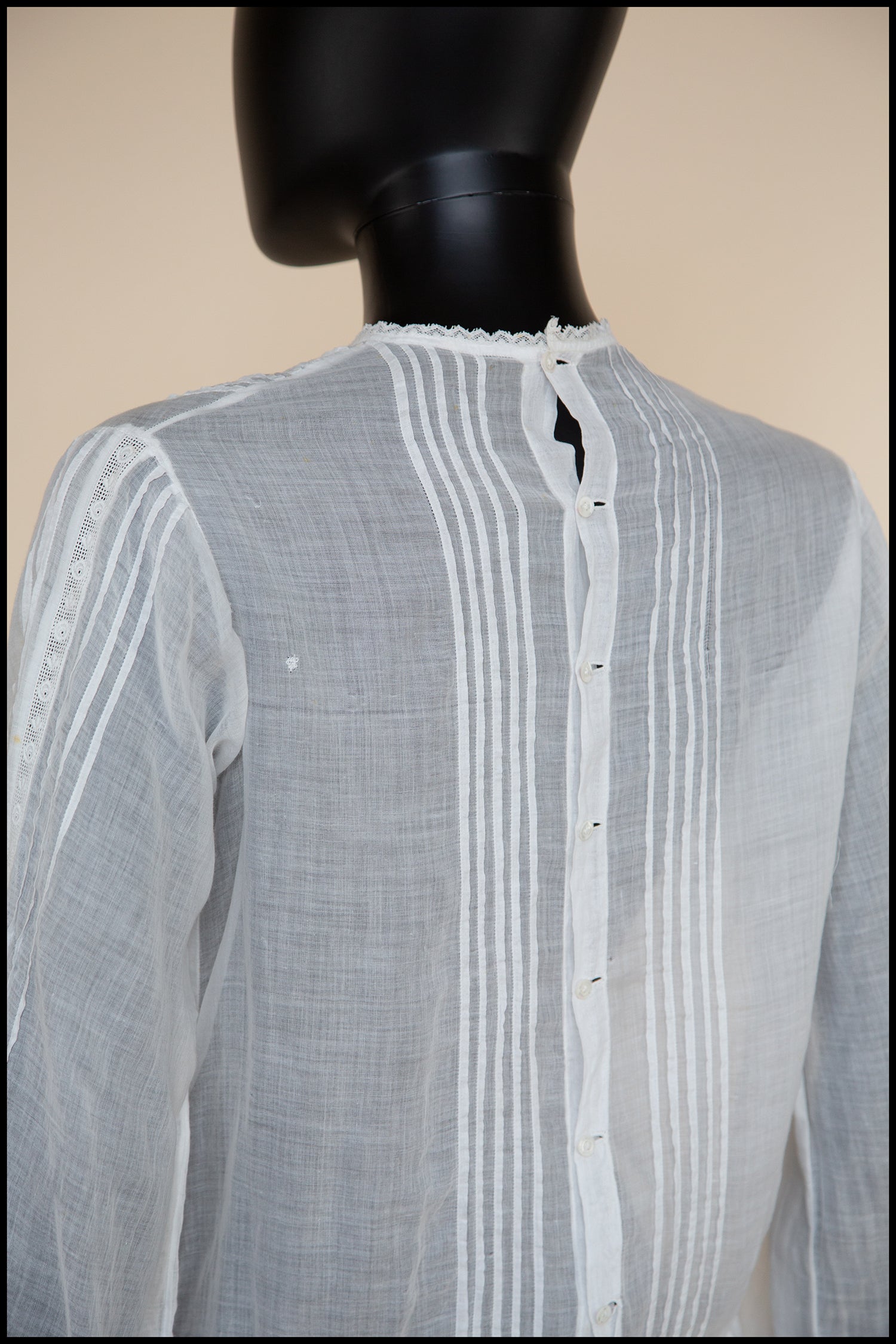 Vintage 1920s Embroidered White Cotton Blouse