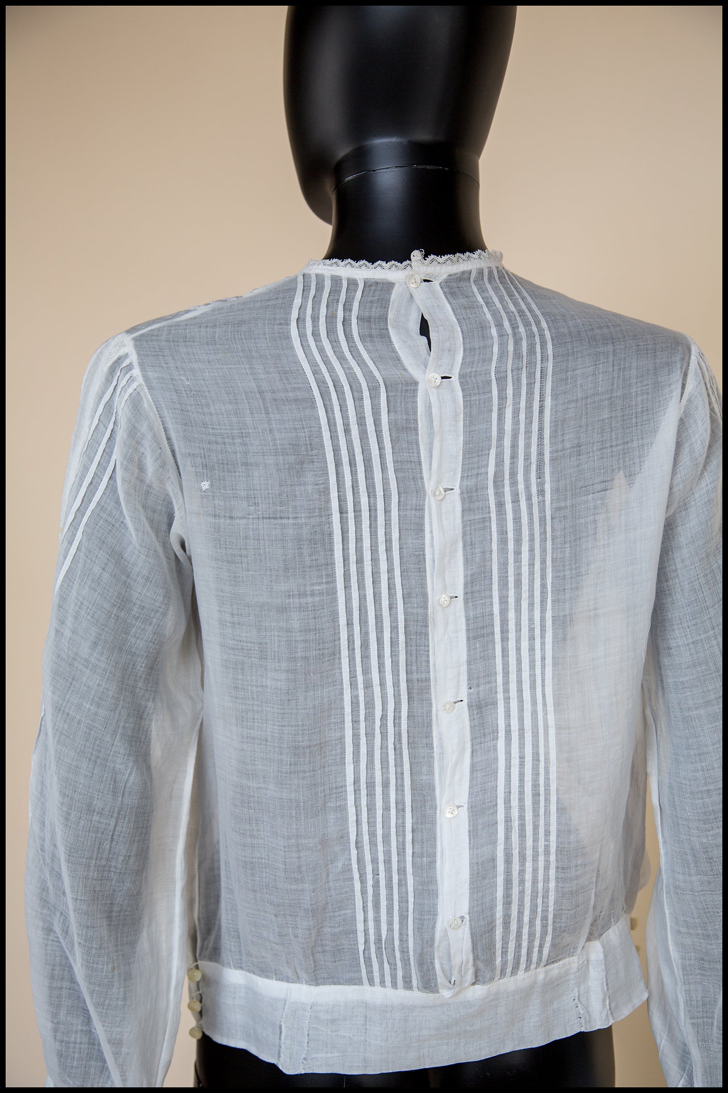 Vintage 1920s Embroidered White Cotton Blouse