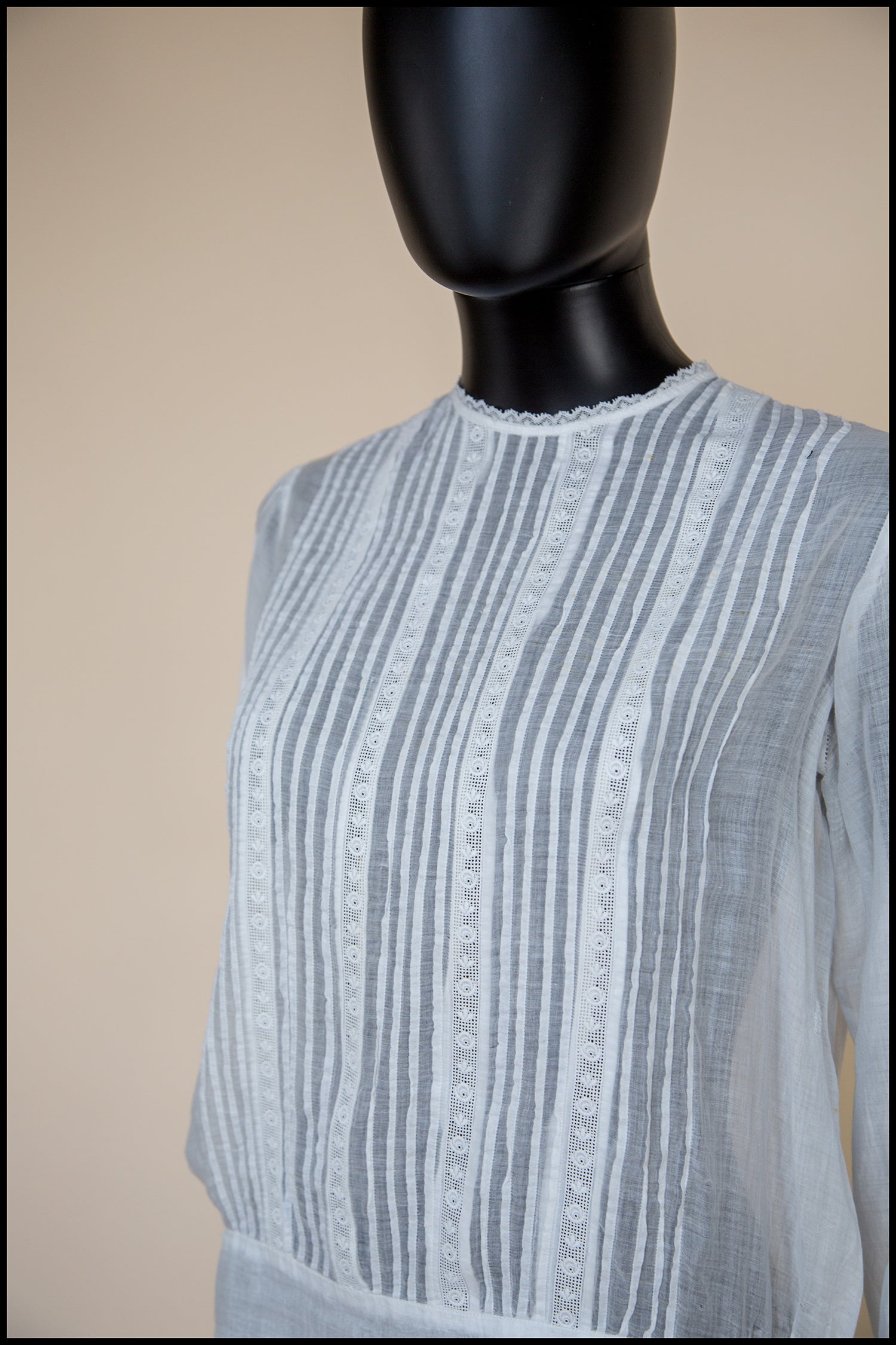 Vintage 1920s Embroidered White Cotton Blouse
