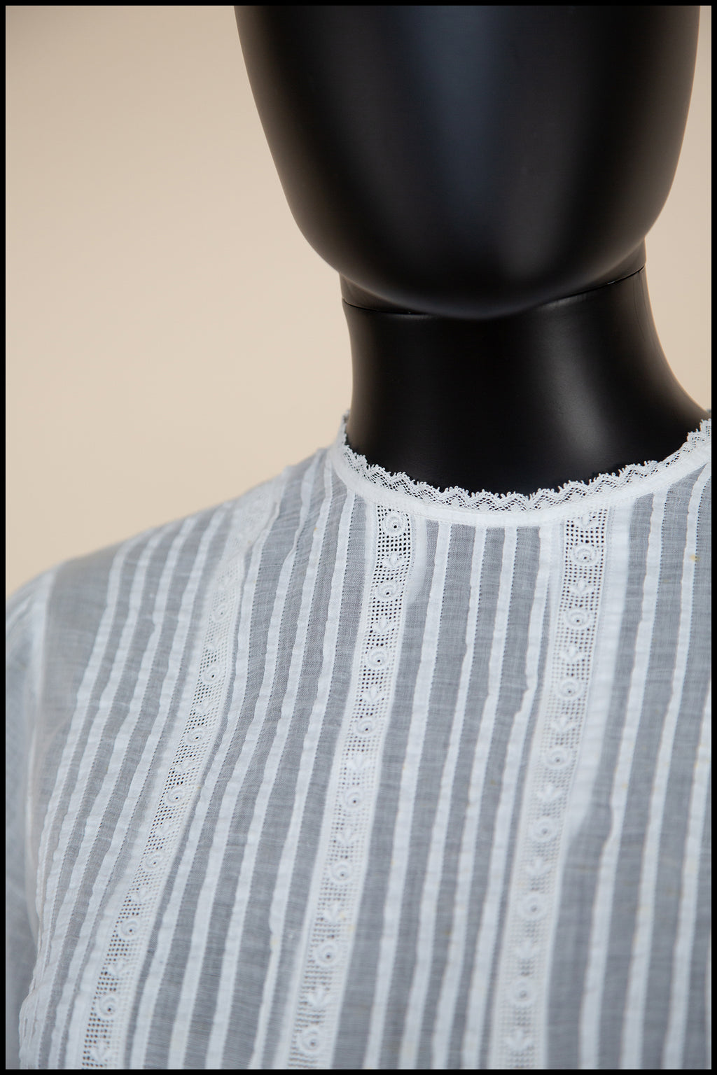 Vintage 1920s Embroidered White Cotton Blouse