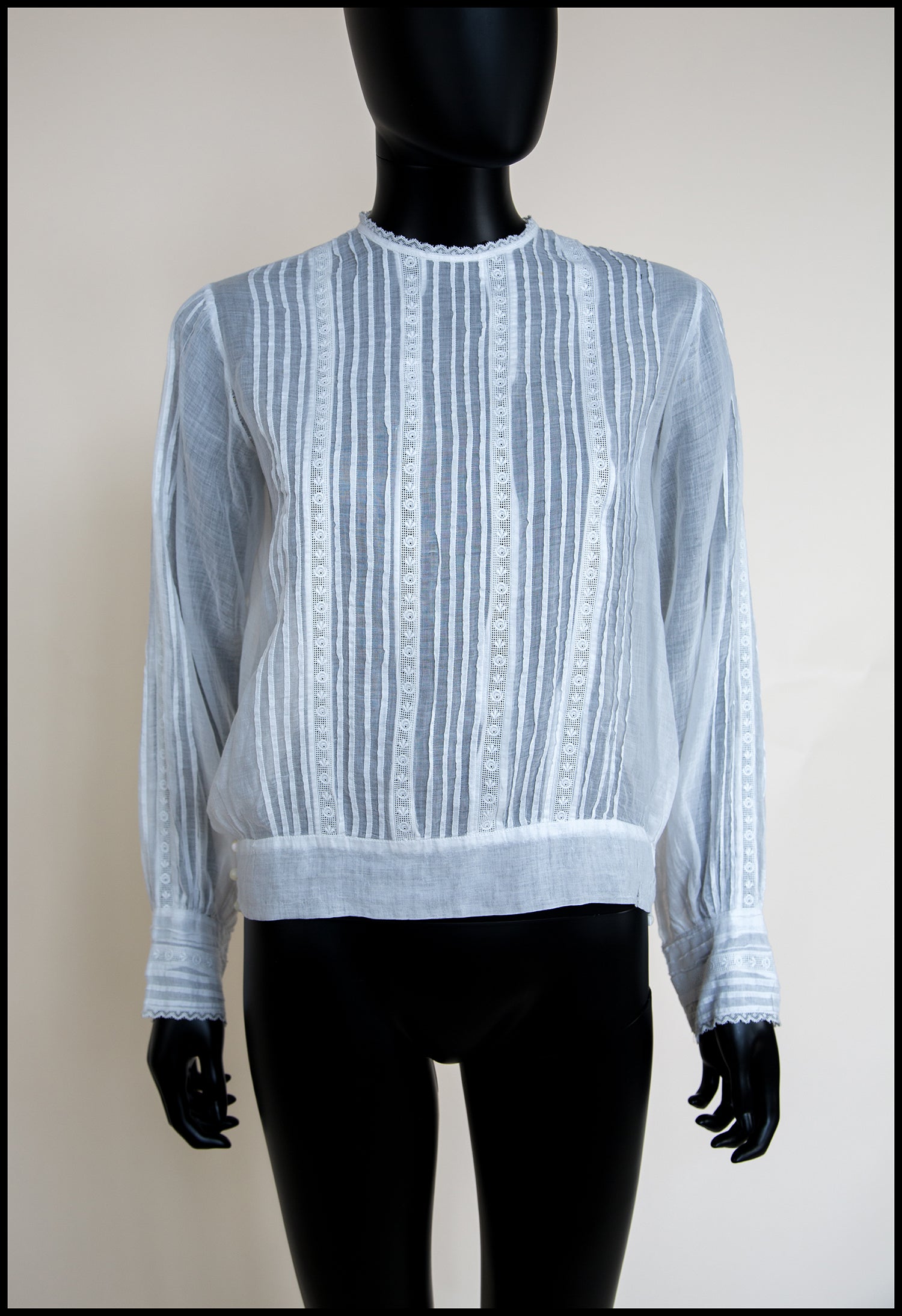 Vintage 1920s Embroidered White Cotton Blouse