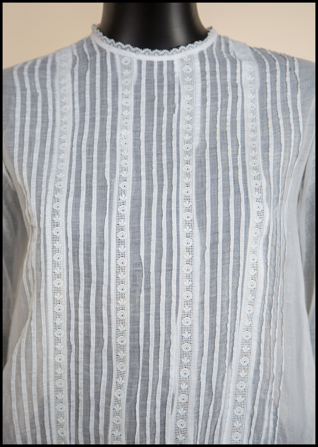 Vintage 1920s Embroidered White Cotton Blouse