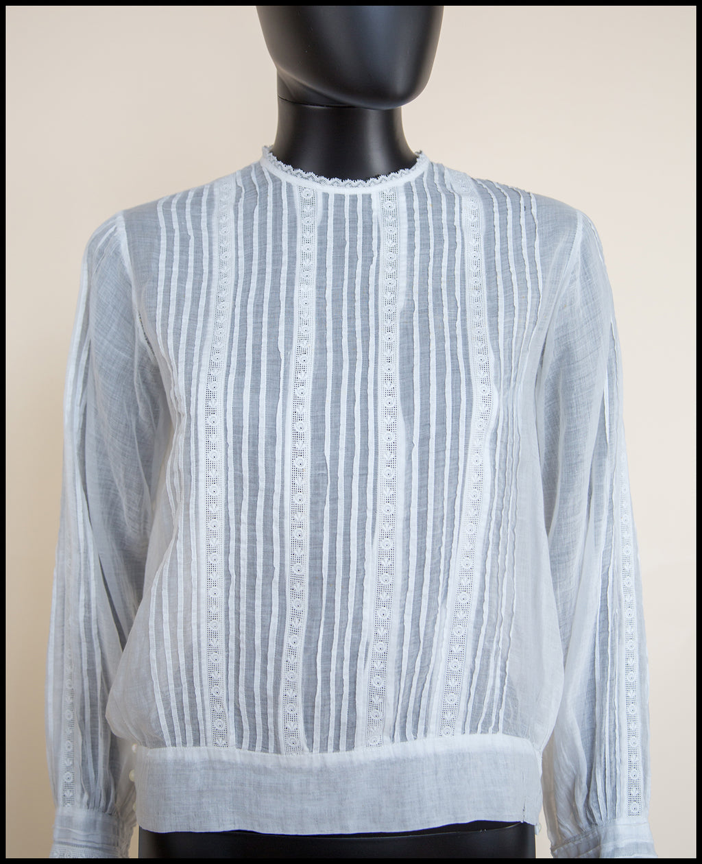 Vintage 1920s Embroidered White Cotton Blouse