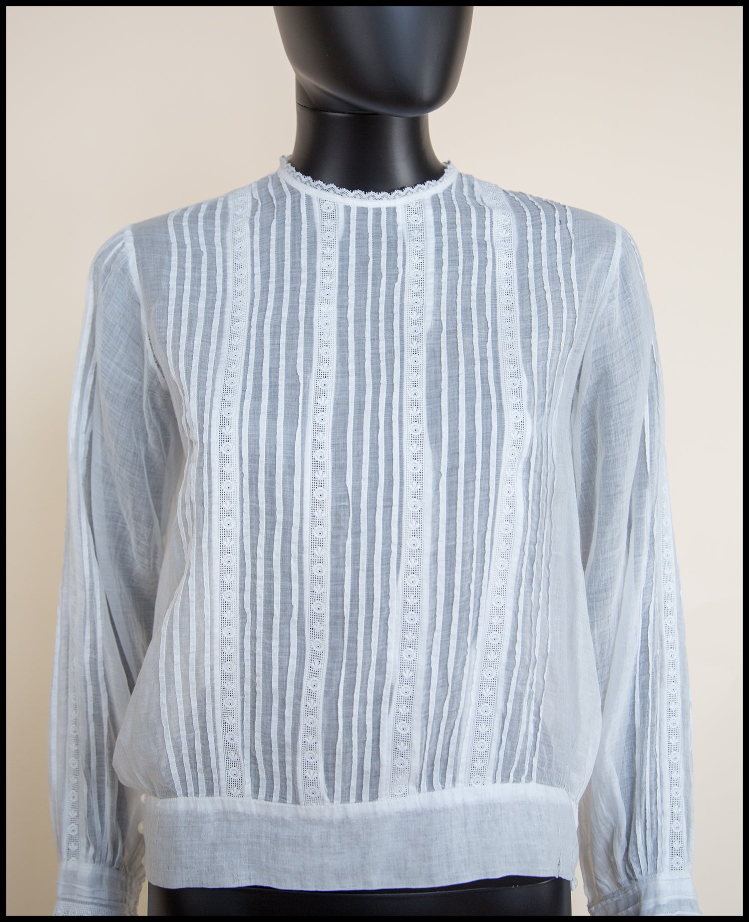 Vintage 1920s Embroidered White Cotton Blouse