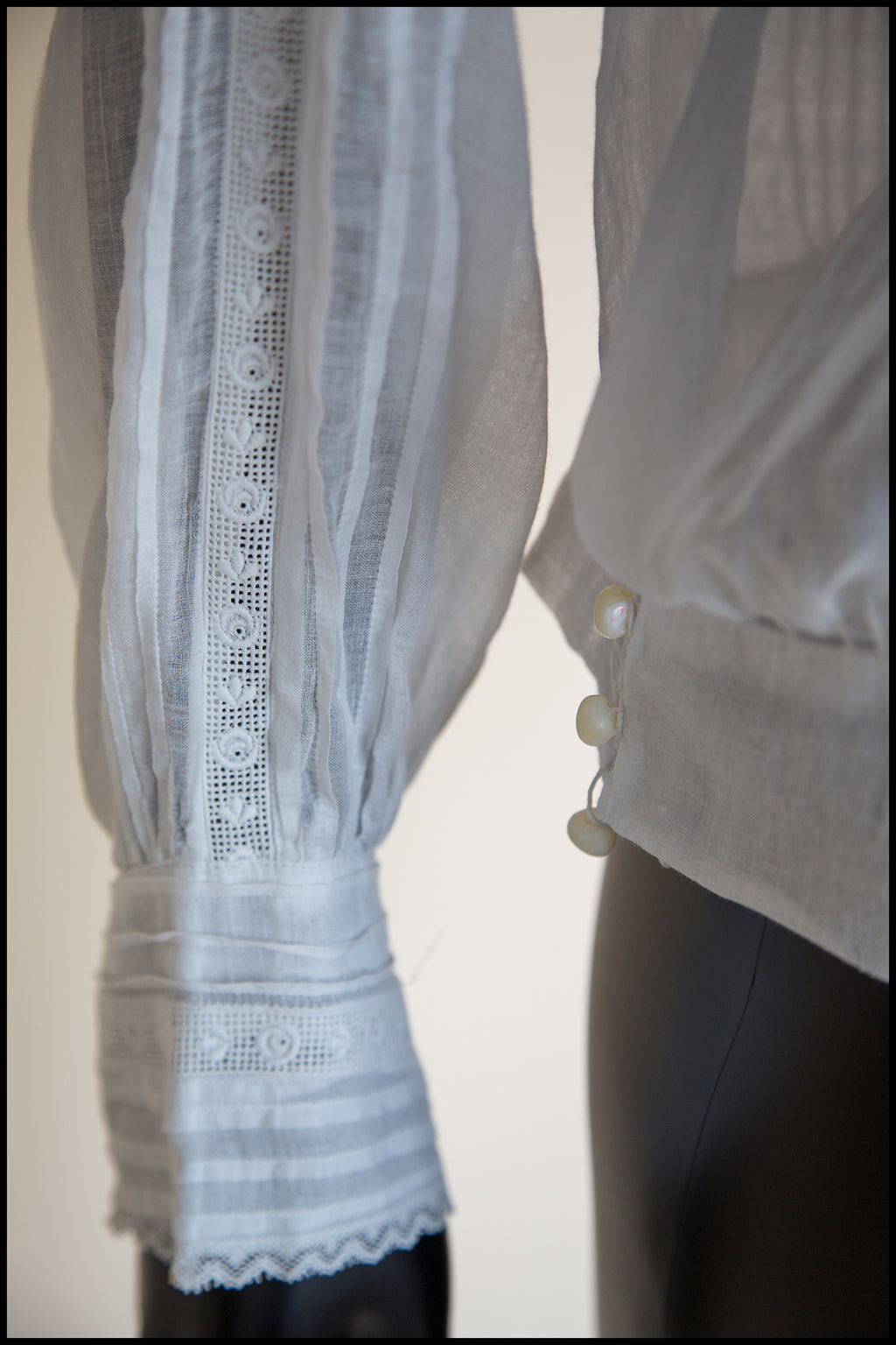 Vintage 1920s Embroidered White Cotton Blouse