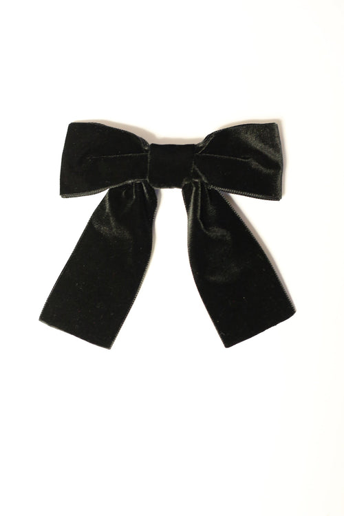 black velvet hair bow barrette clip made in the UK by Alexandra King