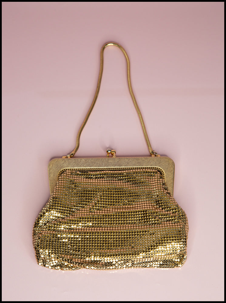 Vintage 1970s Gold Mesh Disco Purse