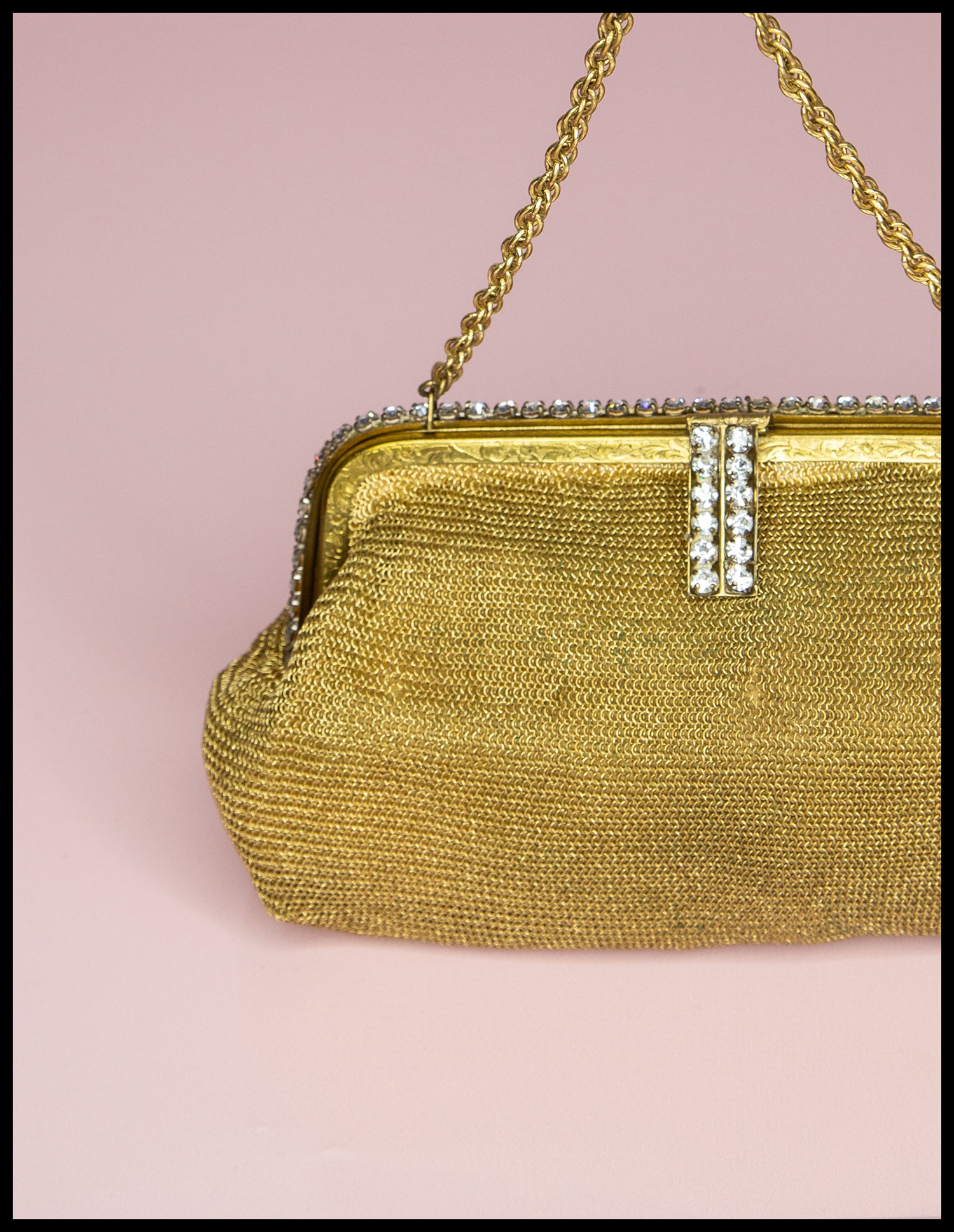 Gold Beaded Zigzag Vintage Evening Bag