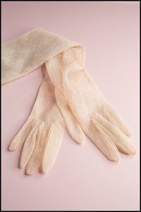 Vintage Pink Dot Sheer Long Gloves