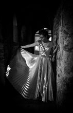 Fitz - Metallic Silver Lamé Pleated Dress