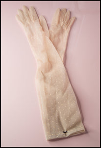 Vintage Pink Dot Sheer Long Gloves