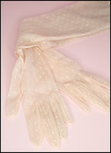 Vintage Pink Dot Sheer Long Gloves