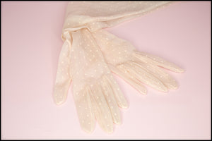 Vintage Pink Dot Sheer Long Gloves
